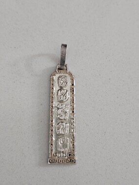 Tulum Mexico Vintage 950 Silver Pendant with Mayan Symbols